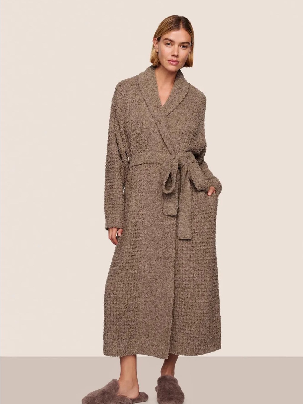 Eberjey Recycled Boucle Waffle Robe deep taupe